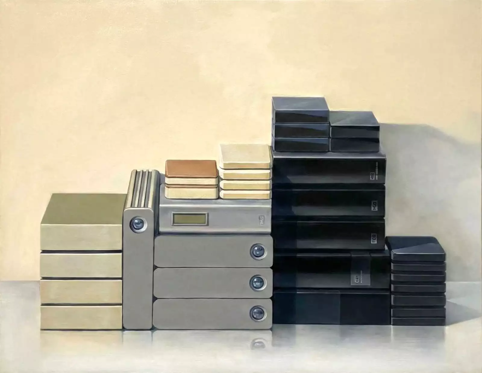 張君懿，《我的錄像作品（1998–2025）》，油畫，116.5×91公分，2025年。